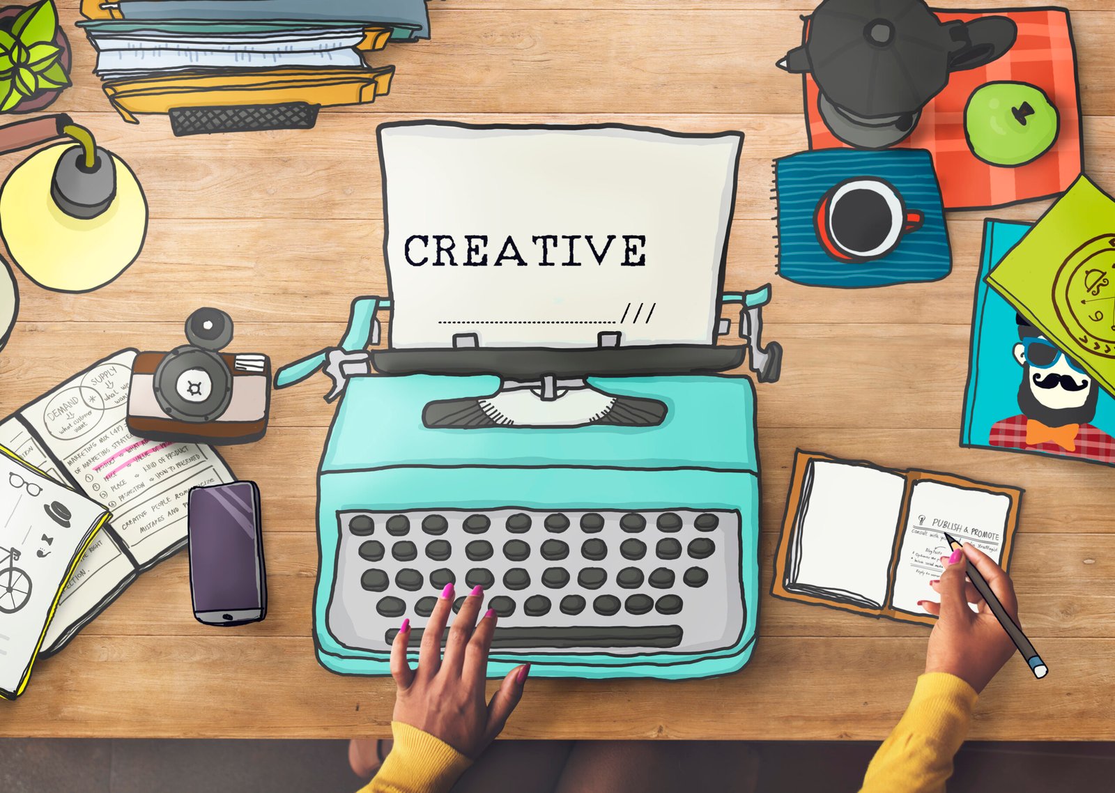 Ilustração sobre copywriting e criatividade