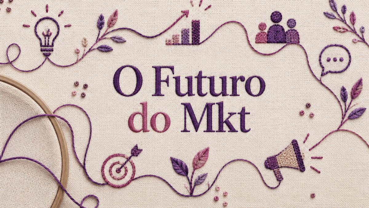 Capa da série "O Futuro do Mkt", feita em bordado