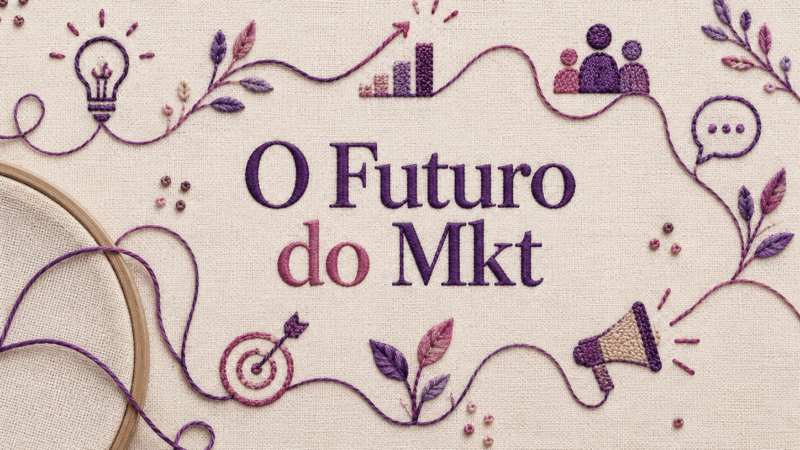 Capa da série "O Futuro do Mkt", feita em bordado